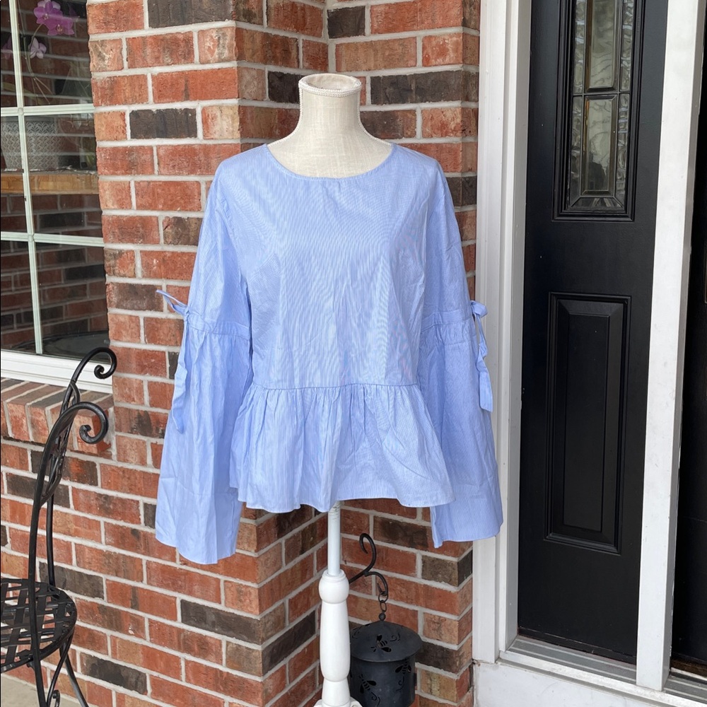Just In Style Stripped Long Bell Sleeve Top